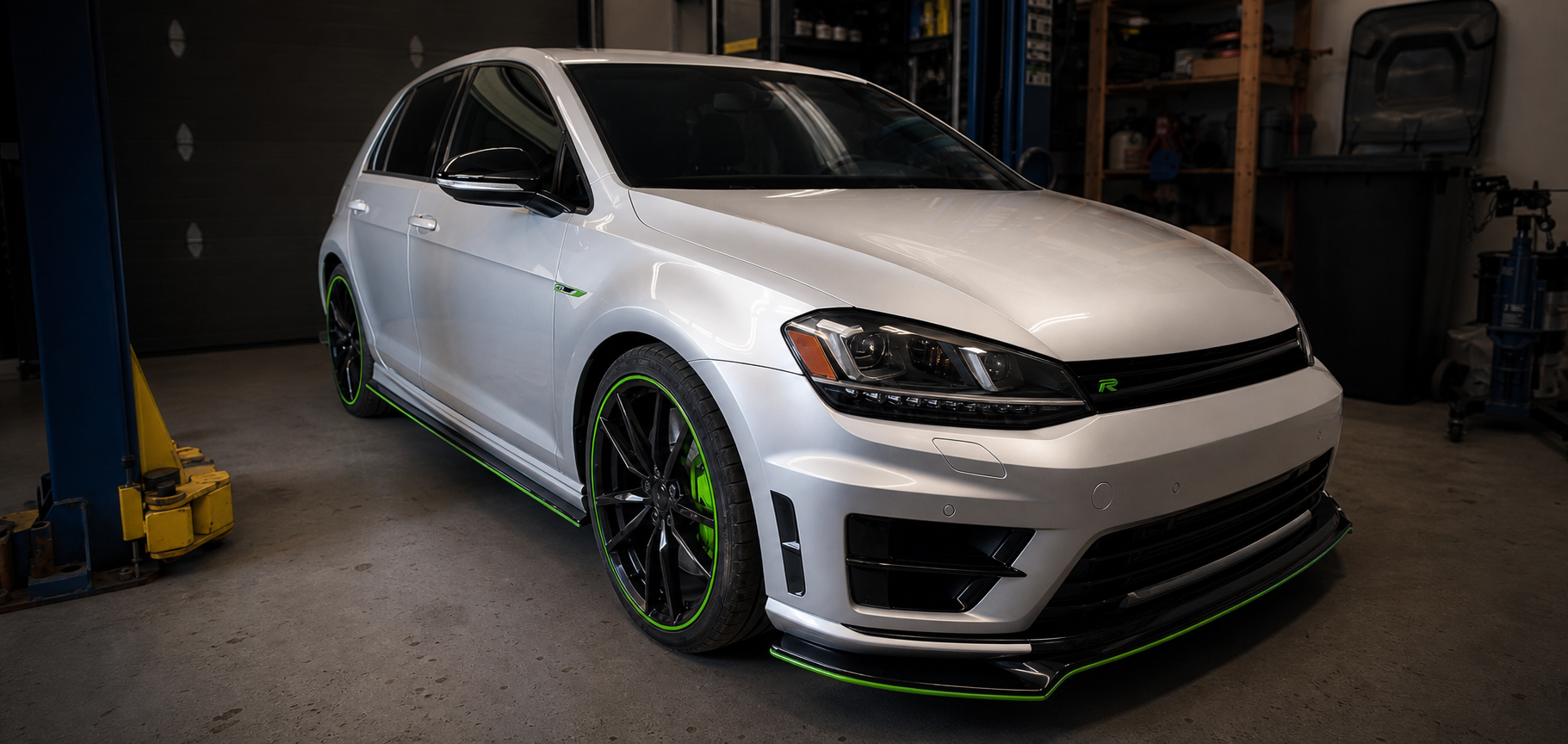 Volkswagen Golf R inside the JA Tuning shop